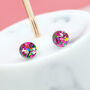 Pink Festival Confetti Acrylic Round Stud Earrings, thumbnail 1 of 4