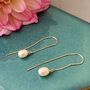 9ct Gold Freshwater Pearl Threader Earrings, thumbnail 2 of 3