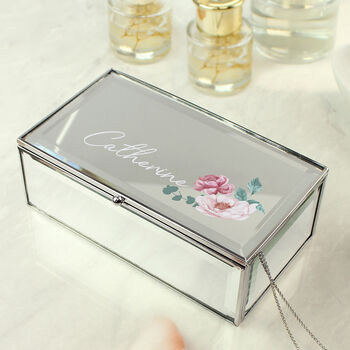 Personalised Floral Mirrored Jewellery Box, 3 of 5