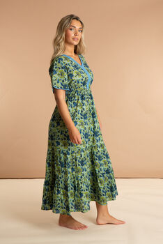 Indian Cotton Lime Patchouli Print Dress, 2 of 5