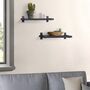 Set Of Two Black Solid Wood Wall Storage Shelves, thumbnail 1 of 12