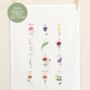 Painterly Birth Flowers Tea Towel, thumbnail 1 of 3