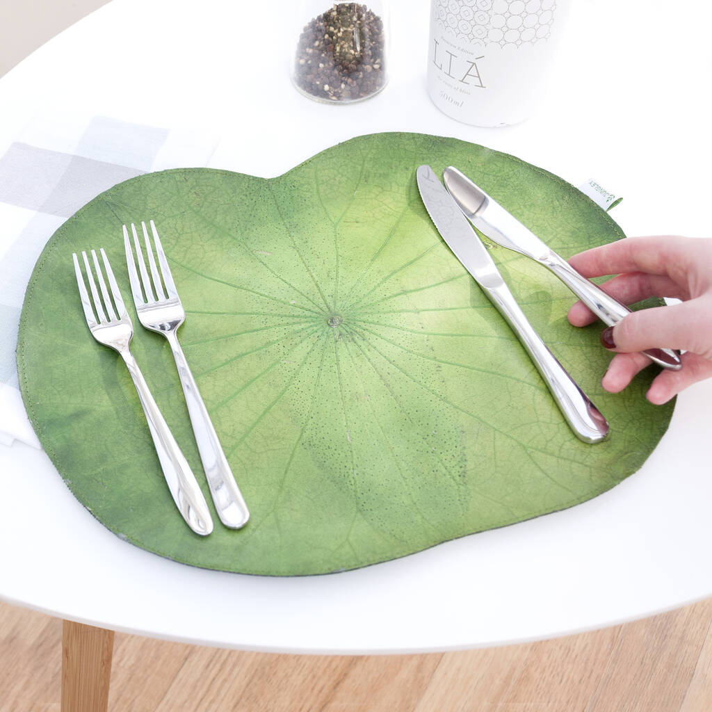 Vegan Lotus Leaf Placemats Set Of Four, 1 of 12