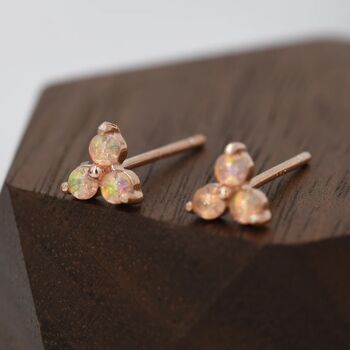 Opal Trio Stud Earrings In Sterling Silver, 5 of 10