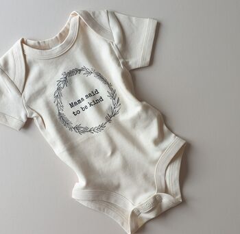 'Be Kind' Unisex Organic Short Sleeve Baby Bodysuit, 5 of 5
