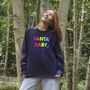 Neon Rainbow Santa Baby Christmas Sweatshirt Jumper, thumbnail 3 of 6