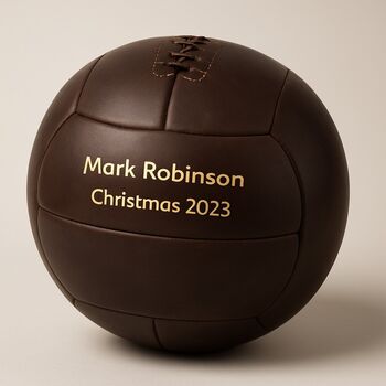 Personalised Vintage Dark Brown Leather Football, 9 of 10