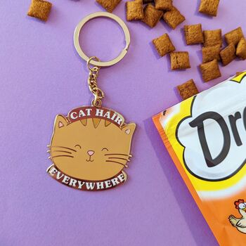 Cat Hair Everywhere Enamel Keyring, 5 of 5