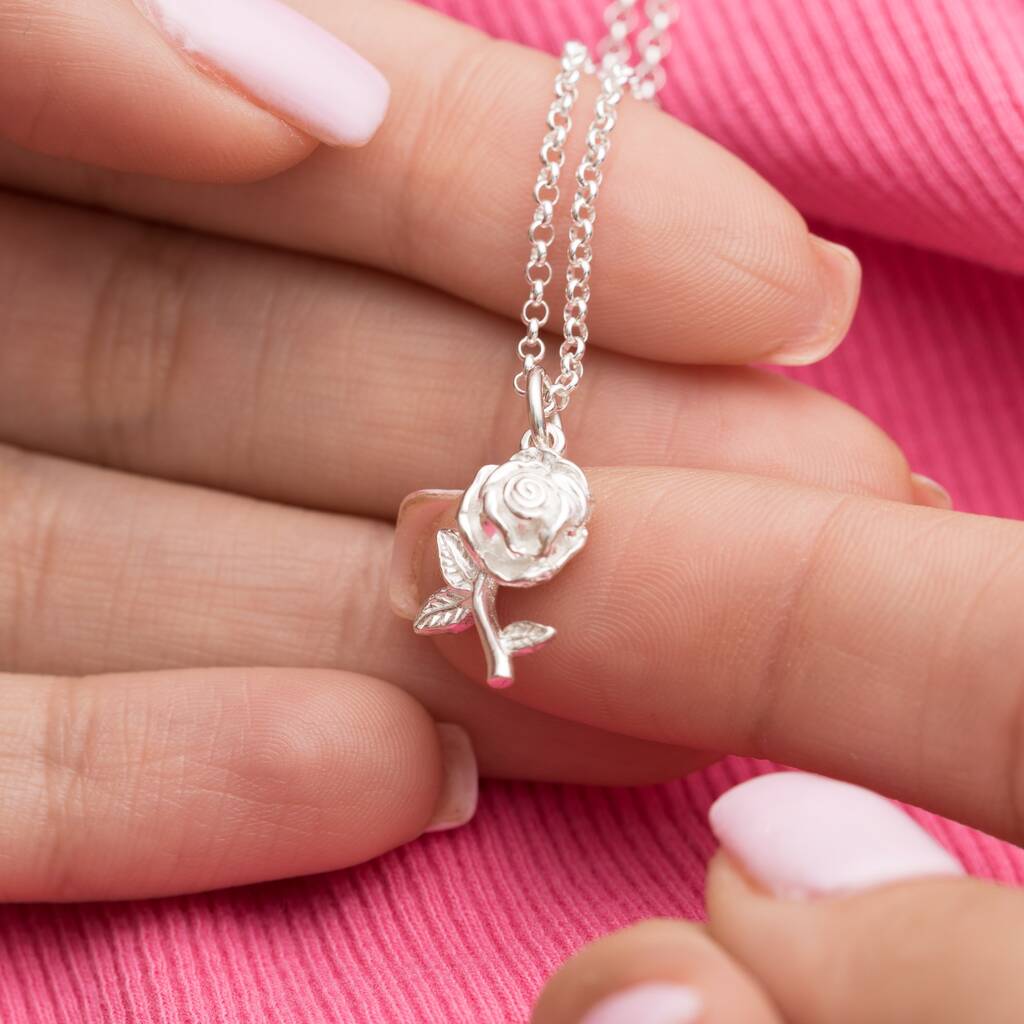 Personalised Rose Flower Necklace By Lily Charmed
