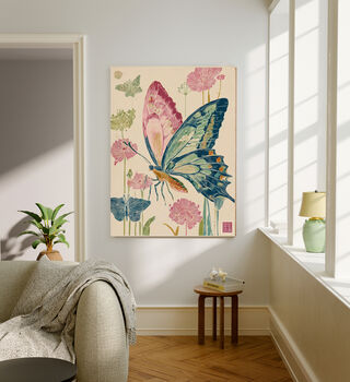 Japanese Pink Butterfly Art Print, 3 of 4