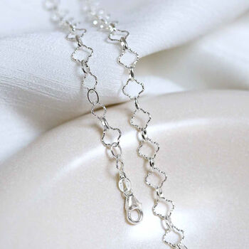Sterling Silver Shimmer Clover Necklace, 2 of 7