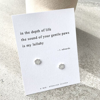 Silver Paw Earrings. Original Haiku Poem, 5 of 5