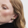 Oak Leaf Pearl Drop Gold Earrings, thumbnail 2 of 8