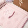 Girls Spot And Bow Baby Blanket And Hat Set, thumbnail 4 of 10