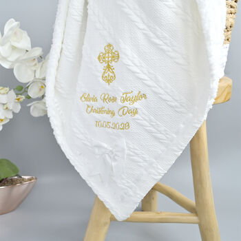 Personalised Christening Blanket With Bow, 2 of 10