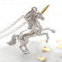 18ct Gold Plated And Sterling Silver Unicorn Necklace, thumbnail 1 of 4