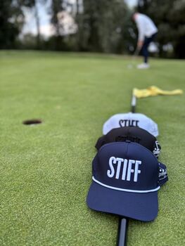 Golf Baseball Cap “Stiff” 3D Embroidered, Rope Detailing, Blue, Black Or White, 4 of 12