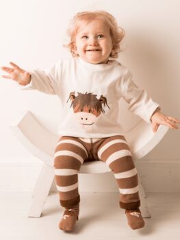 Neutral Highland Cow Leggings, 4 of 5