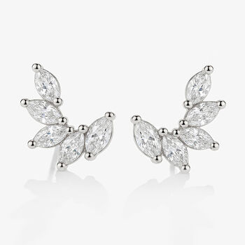 18k Gold Or Silver Curved Cluster Stud Earrings, 6 of 6