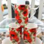 Set Of Six Straight Mugs In Red Poppy Design, thumbnail 7 of 11