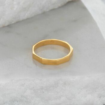 Heavy Hexagon Stacking Ring Gold Vermeil, 3 of 5