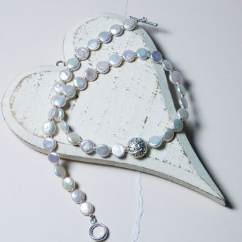 White Coin Pearl And Silver Necklace, 6 of 6
