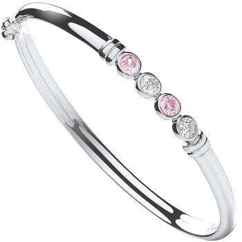 Silver Round Cubic Zirconia Baby Or Child Bangle, 4 of 5