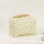 Blossom Floral Quilted Makeup Bag⎜Yellow Travel Cosmetic Pouch⎜Gift For Her, Birthday, Mother's Day Gift, thumbnail 1 of 3
