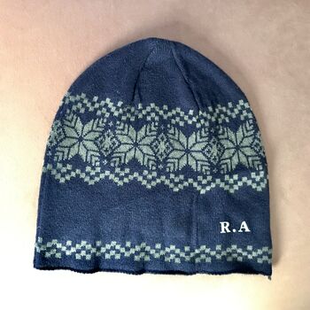 Personalised Patterned Initials Beanie Hat, 2 of 3
