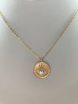 Gold Plated Evil Eye Pendant Necklace, 4 of 4