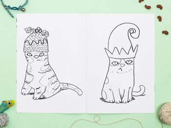 Cats In Christmas Hats Colouring Book, 6 of 7