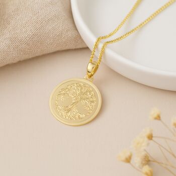 Personalised 9ct Yellow Gold Tree Of Life Pendant, 4 of 8
