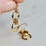 Gold Plated Circle Drop Earrings, thumbnail 2 of 5