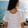 White Cotton Short Sleeve Nightdress 18th Century Vintage Embroidered Jane Austen Bridgerton Style, thumbnail 3 of 12