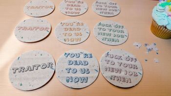 Funny Sorry Youre Leaving Traitor Edible Cupcake Topper, 2 of 3