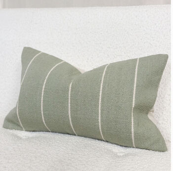 Sage And Cream Stripe Cushion Cover 50 X 30cm, 3 of 4