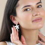 White Enamel Daisy Drop Earrings In Gold Plating, thumbnail 6 of 6