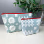 Welsh Blanket Print Wash Bag/Make Up Bag Duck Egg Blue, thumbnail 1 of 3