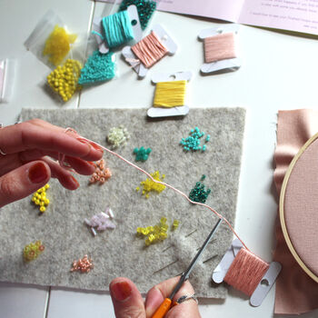 Beaded Embroidery Kit In 'Pastel', 2 of 10