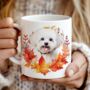Personalised Dog Mug Maltese In An Autumn Wreath, thumbnail 1 of 2