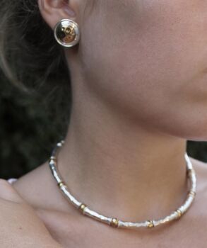 Silver And Gold Vermeil Beaten Tube Necklace, 3 of 4