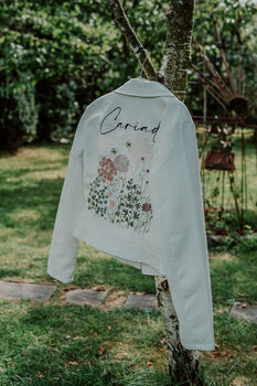 Ivory Floral Embroidered Bridal Jacket, 7 of 10