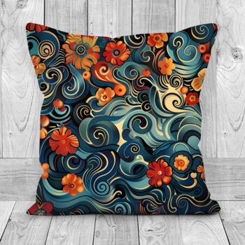 Floral Whirls Hand Made Poly Linen Cushions, 3 of 10