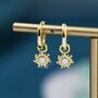 White Opal Sun Huggie Hoop Earrings In Sterling Silver, thumbnail 2 of 11