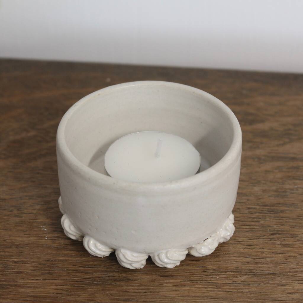 Piped Ceramic Tealight Holder, 1 of 2