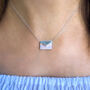 Sterling Silver Rose Quartz Envelope Necklace, thumbnail 1 of 3