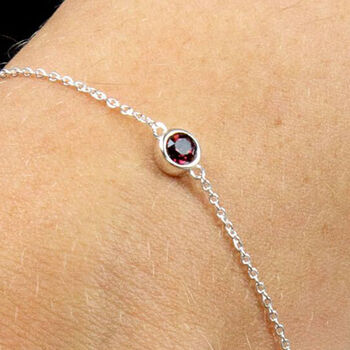 Sterling Silver January Garnet Birthstone Bracelet, 2 of 9