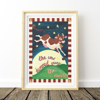 The Cow Jumped Over The Moon Vintage Nursery Print, 2 of 12