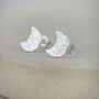 Sterling Silver Textured Moon Studs, thumbnail 1 of 3