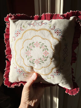 Cross Stitch Cushion Wreath, 3 of 5